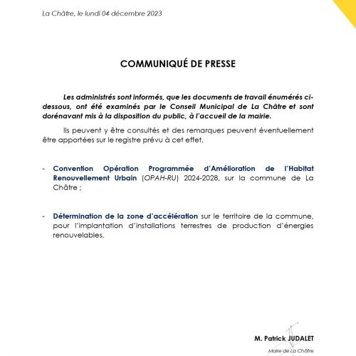 Documents disponibles au public