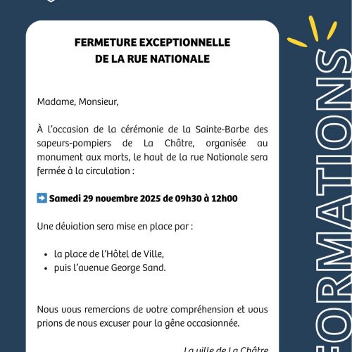 INFORMATIONS CIRCULATION RUE NATIONALE / SAINTE-BARBE