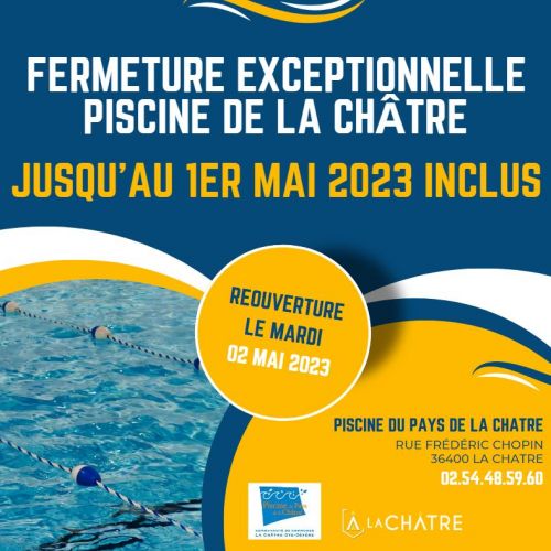 Fermeture Exceptionnelle - Piscine de La Châtre